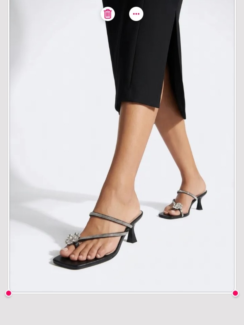 Fashion Forms Black Gem-Embellished Strappy Heeled Sandals